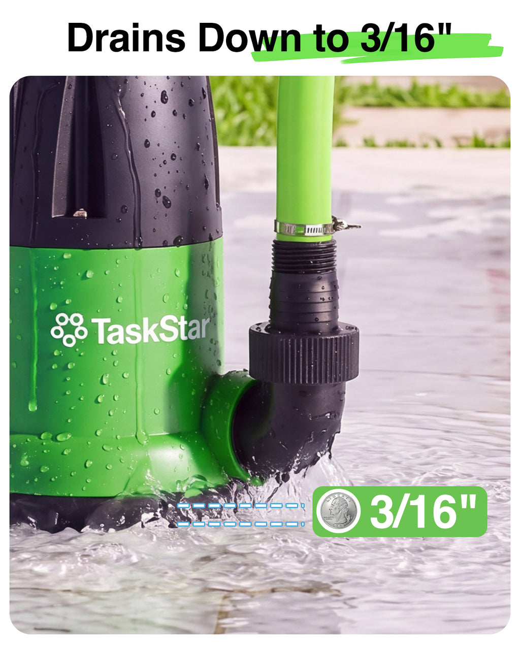 Taskstar 1 HP 4000GPH Automatic Submersible Water Pump for Swimming Pool | Built-in Float Switch, Auto/Manual Modes, 25FT Cord Sump Pump for Pool Draining, Flooded Basement, Hot Tub, Garden Pond