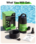 Taskstar 1 HP 4000GPH Automatic Submersible Water Pump for Swimming Pool | Built-in Float Switch, Auto/Manual Modes, 25FT Cord Sump Pump for Pool Draining, Flooded Basement, Hot Tub, Garden Pond