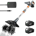 Cordless Tiller Cultivator for Gardening, Battery Powered Garden Rototiller | 9 Inch Tilling Width&7 Inch Depth, 2*4.0Ah Battery, 48 Steel Tines, Electric Small Hand Tiller for Soil/Cultivating/Lawn/Land
