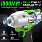 TaskStar 21V Brushless Cordless Impact Wrench, 1/2" 738 Ft-lbs (1000Nm) High Torque
