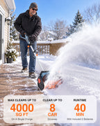 40V Electric Snow Shovel, 16 Inch Brushless Cordless Snow Blower with Wheel Battery Snow Removal Machine with 2 x 4.0Ah Batteries and Charger, Snow Thrower up to 30 ft for Driveway,Step,Patio