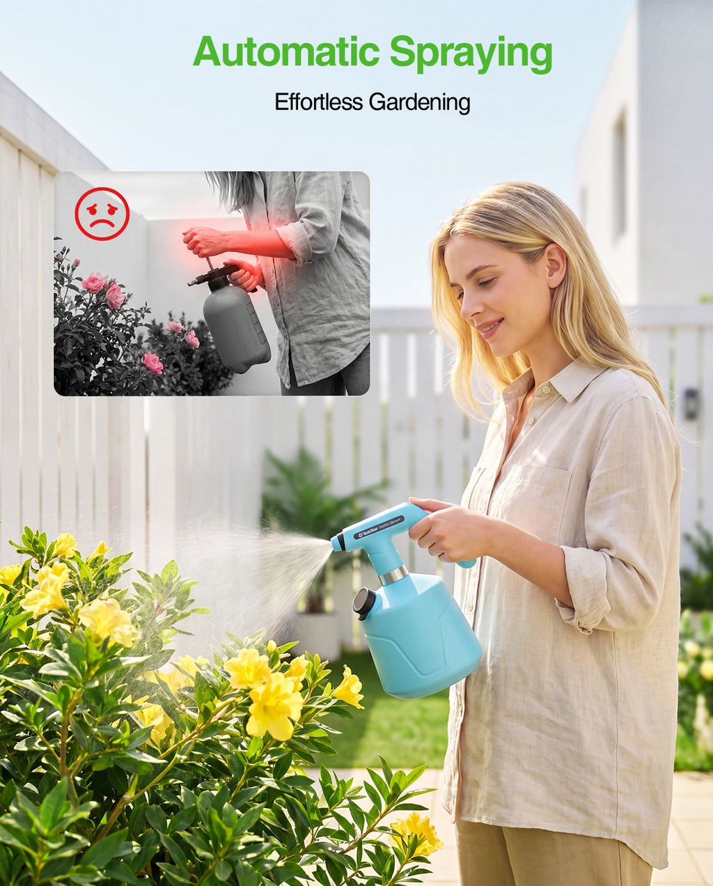 TaskStar Electric Spray Bottle 2L/0.5 Gallon, Rechargeable and Automatic Mister Spray Bottle for Plants