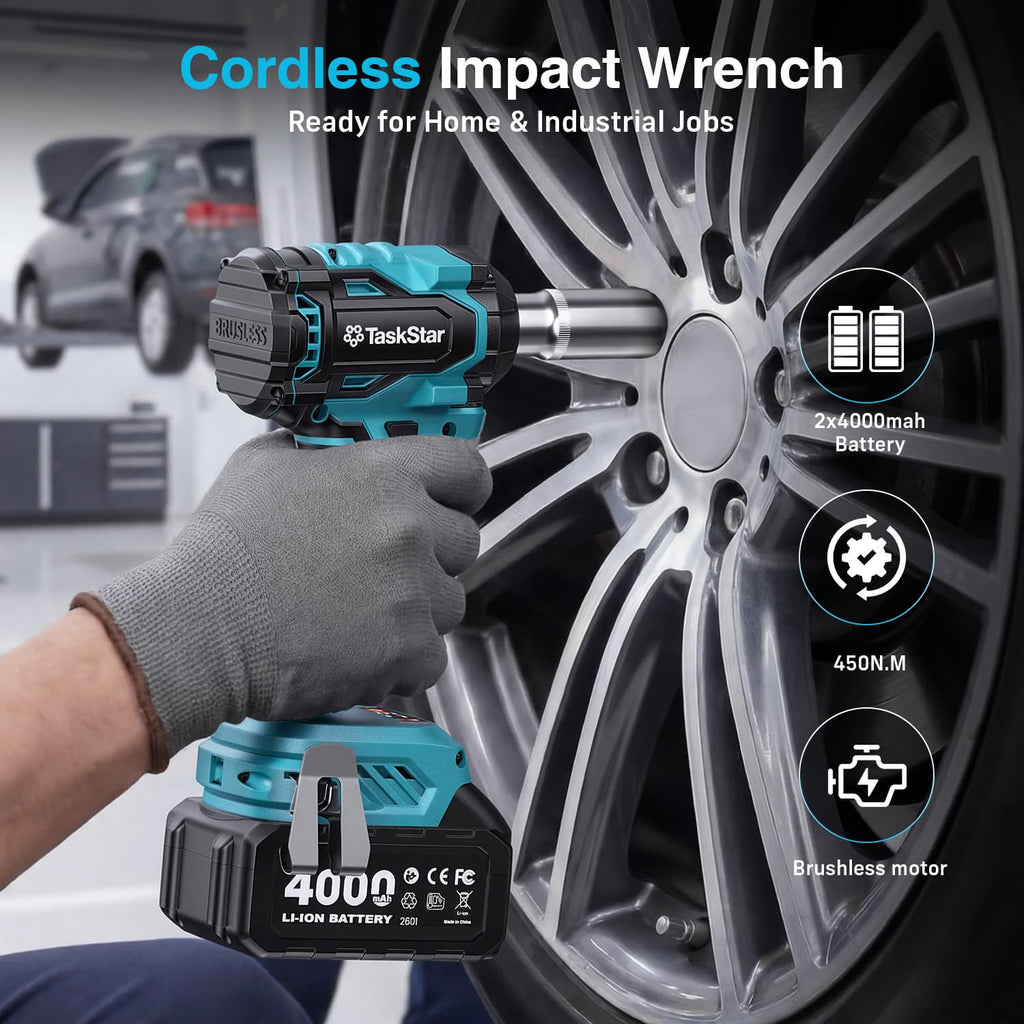 TaskStar 3/8 inch Brushless Impact Wrench 450Nm