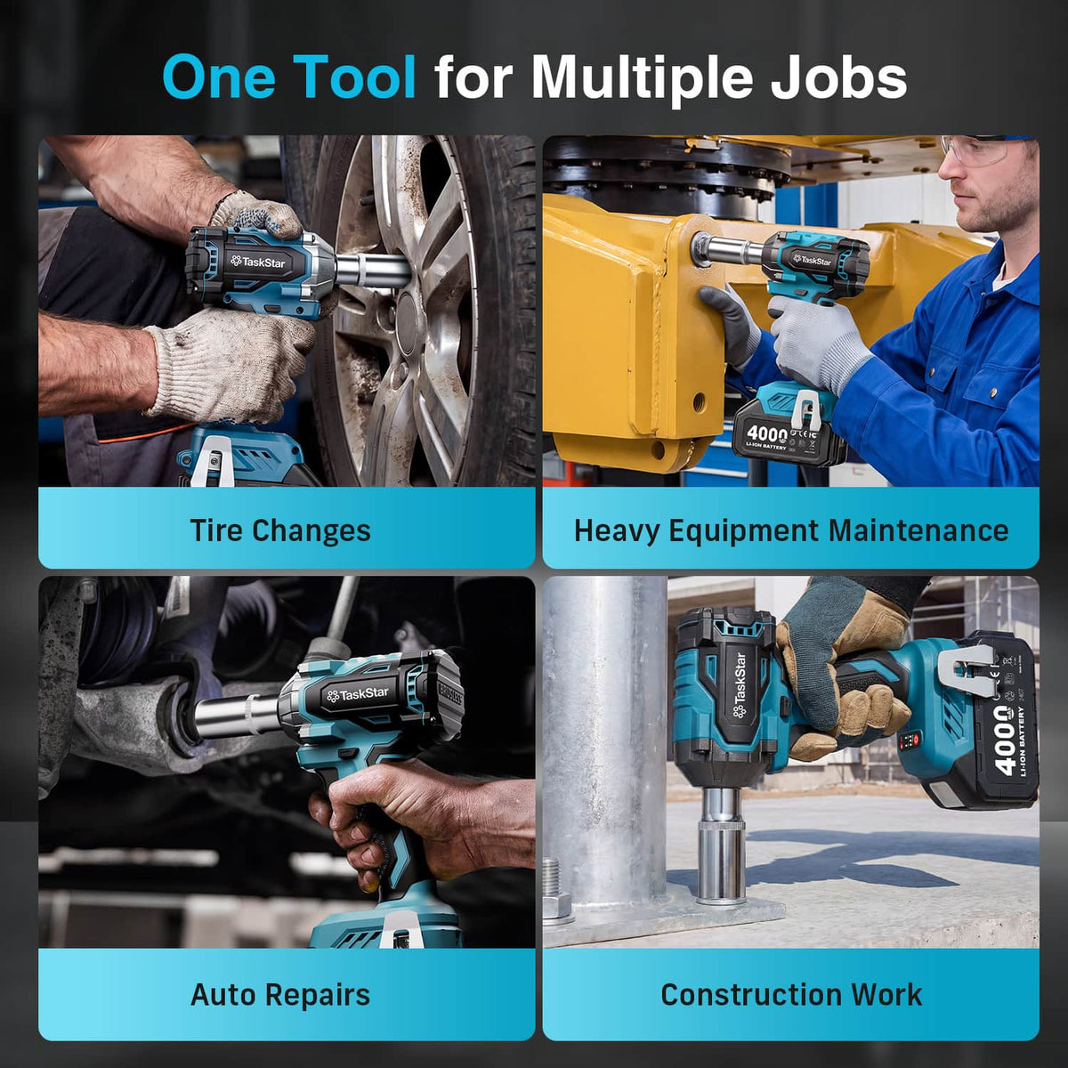 TaskStar 3/8 inch Brushless Impact Wrench 450Nm