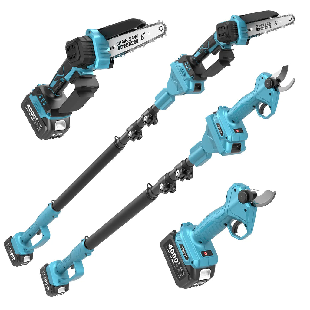 Taskstar 4-in-1 Pole Saw & Pruning Shears Combo Kit 6 Inch Mini Chainsaw