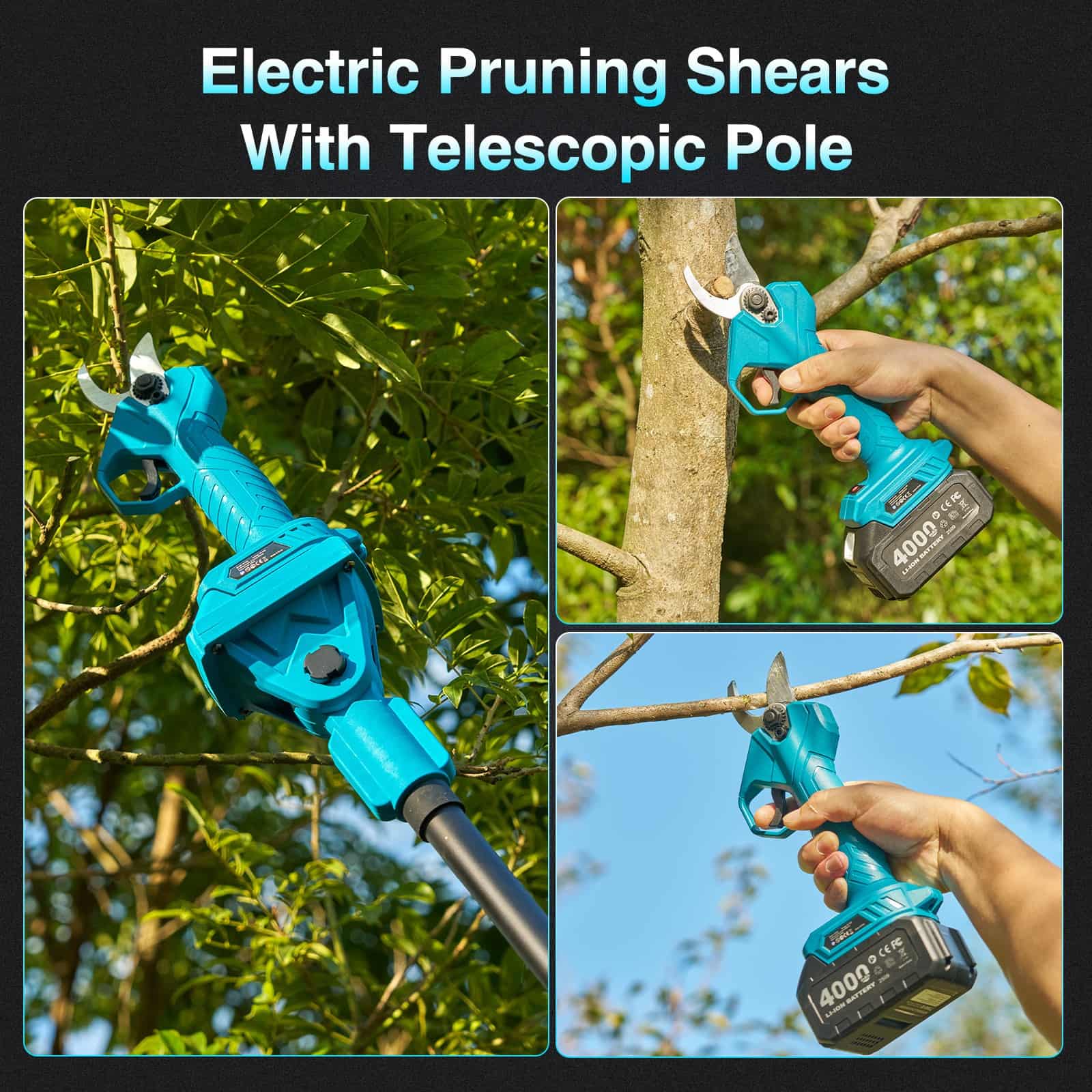 Taskstar 4-in-1 Pole Saw & Pruning Shears Combo Kit 6 Inch Mini Chainsaw