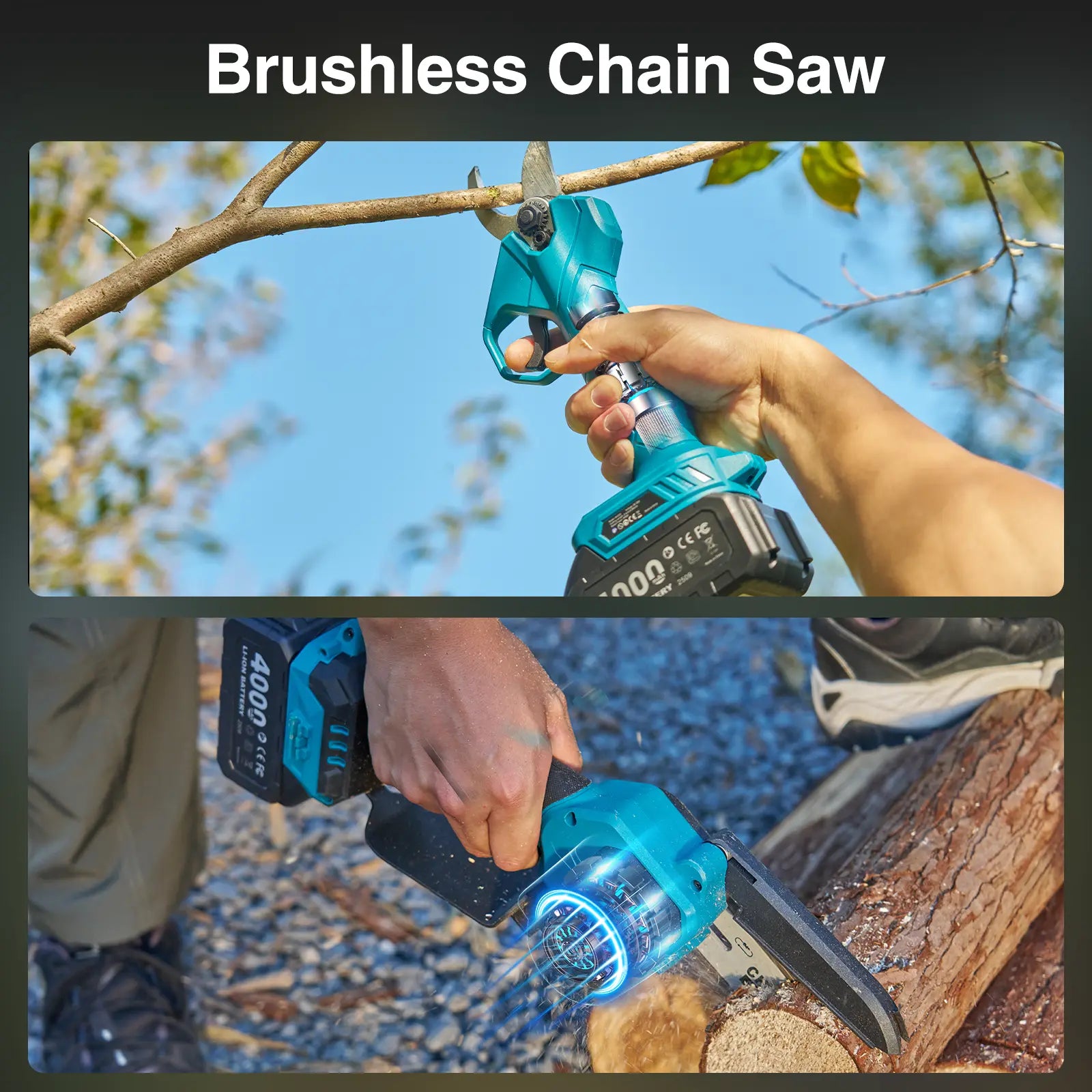 Taskstar 4-in-1 Pole Saw & Pruning Shears Combo Kit 6 Inch Mini Chainsaw