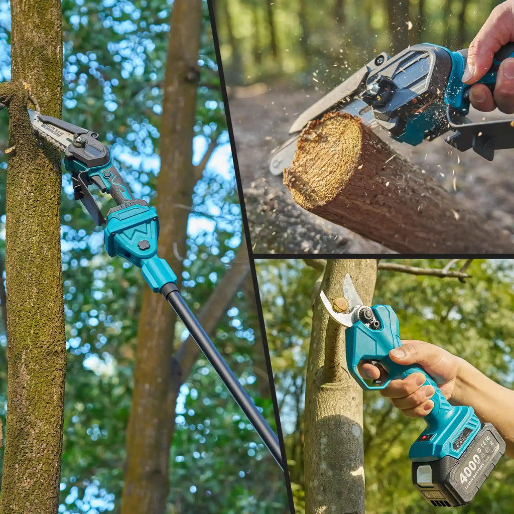 Taskstar 4-in-1 Pole Saw & Pruning Shears Combo Kit 6 Inch Mini Chainsaw