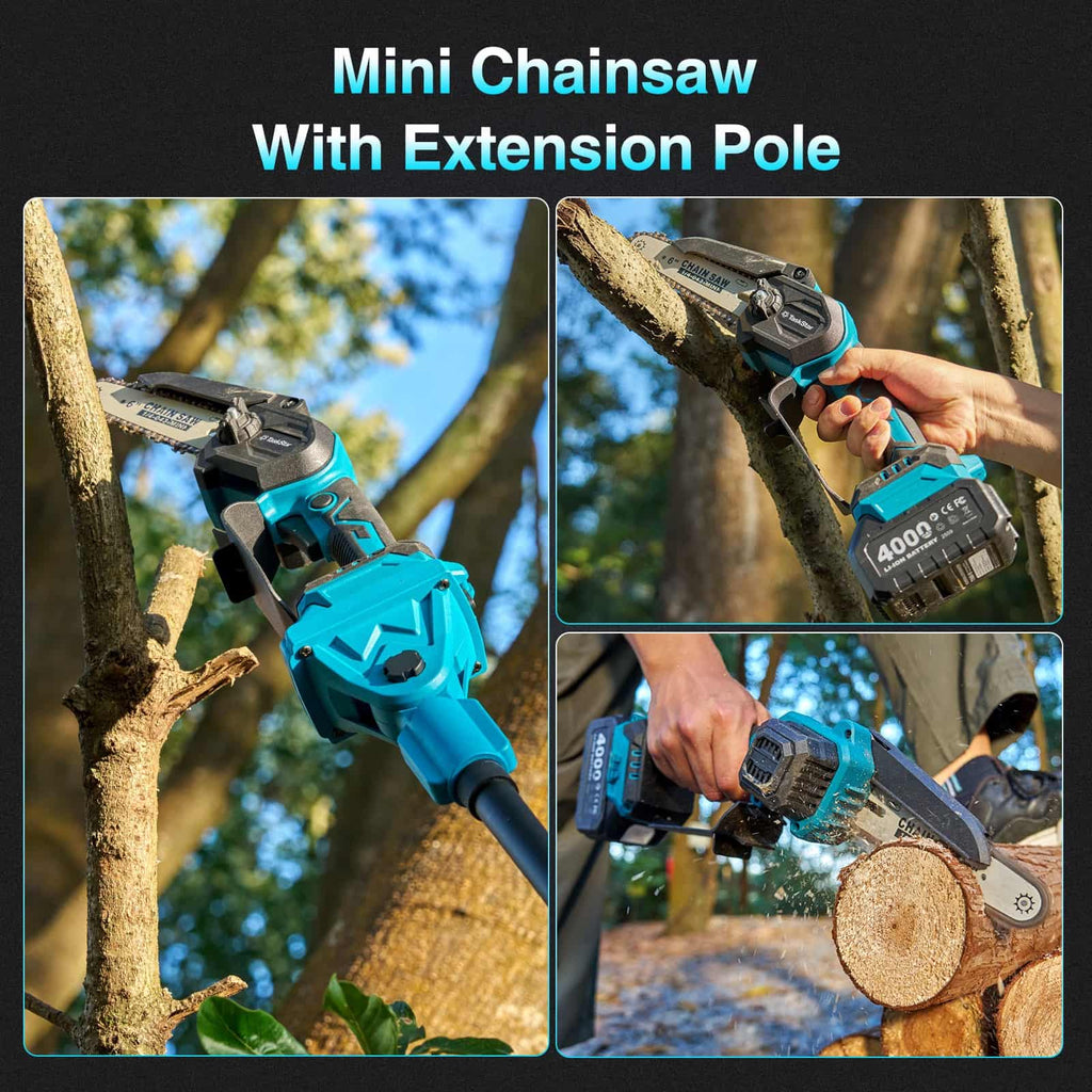 Taskstar 4-in-1 Pole Saw & Pruning Shears Combo Kit 6 Inch Mini Chainsaw