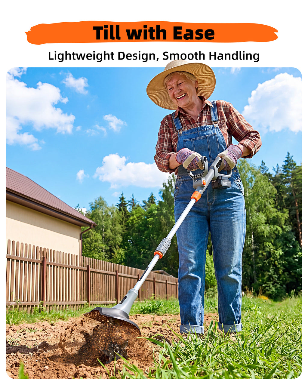 Cordless Tiller Cultivator for Gardening, Battery Powered Garden Rototiller | 9 Inch Tilling Width&7 Inch Depth, 2*4.0Ah Battery, 48 Steel Tines, Electric Small Hand Tiller for Soil/Cultivating/Lawn/Land