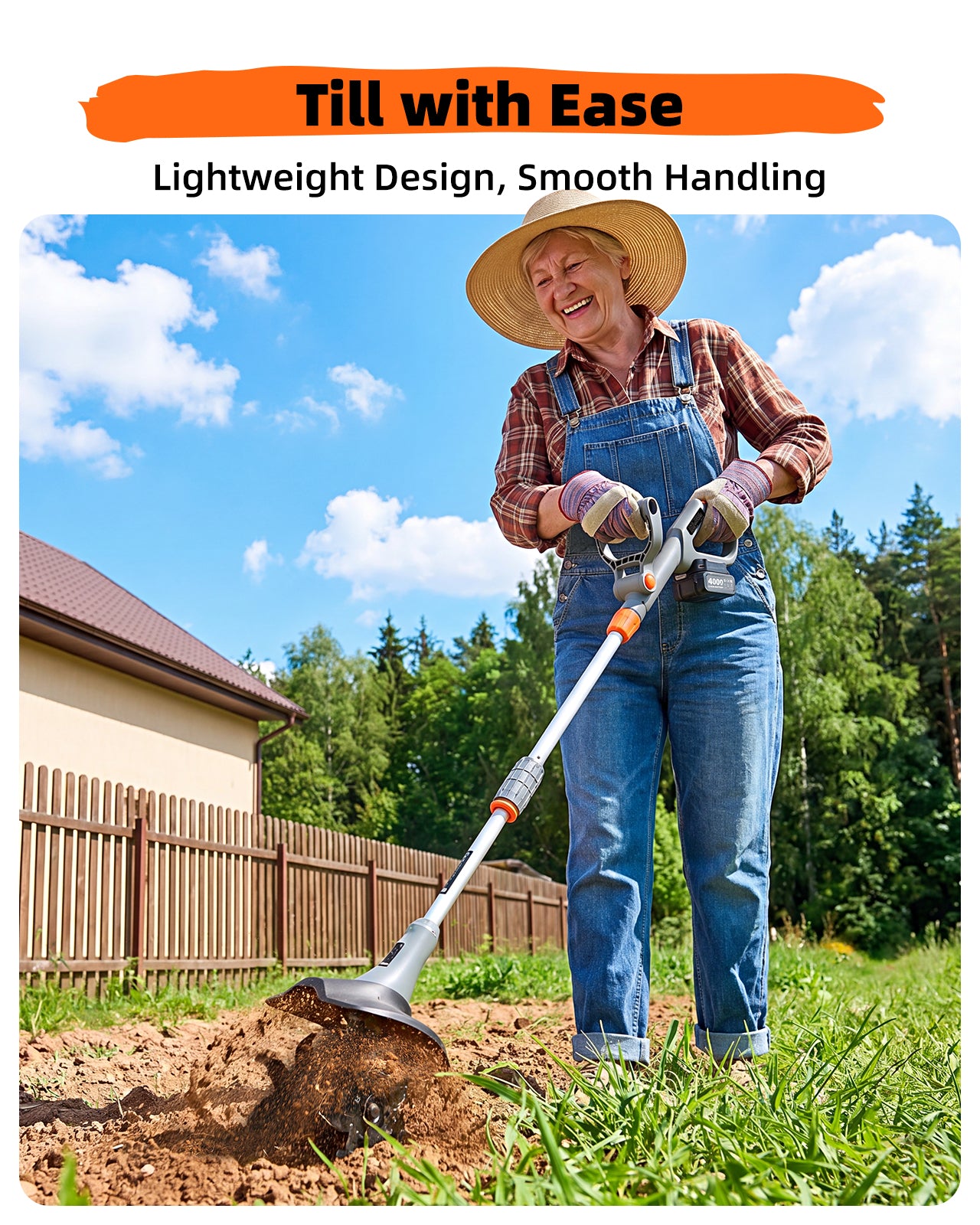 Cordless Tiller Cultivator for Gardening, Battery Powered Garden Rototiller | 9 Inch Tilling Width&7 Inch Depth, 2*4.0Ah Battery, 48 Steel Tines, Electric Small Hand Tiller for Soil/Cultivating/Lawn/Land