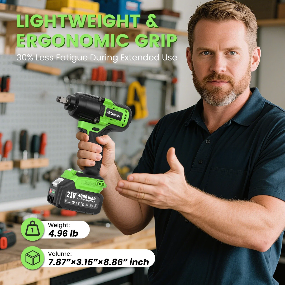 TaskStar 1300N·m Cordless Brushless Impact Wrench 1/2" Kit