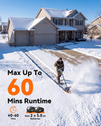 20V Cordless Snow Shovel, Electric Snow Blower with 2×4.0Ah Batteries, 12-Inch Snow Removal Machine, 16.5Ft Throw Distance, Adjustable Plate & Handle for Driveway, Step, Patio, Sidewalk