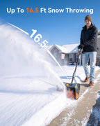 20V Cordless Snow Shovel, Electric Snow Blower with 2×4.0Ah Batteries, 12-Inch Snow Removal Machine, 16.5Ft Throw Distance, Adjustable Plate & Handle for Driveway, Step, Patio, Sidewalk