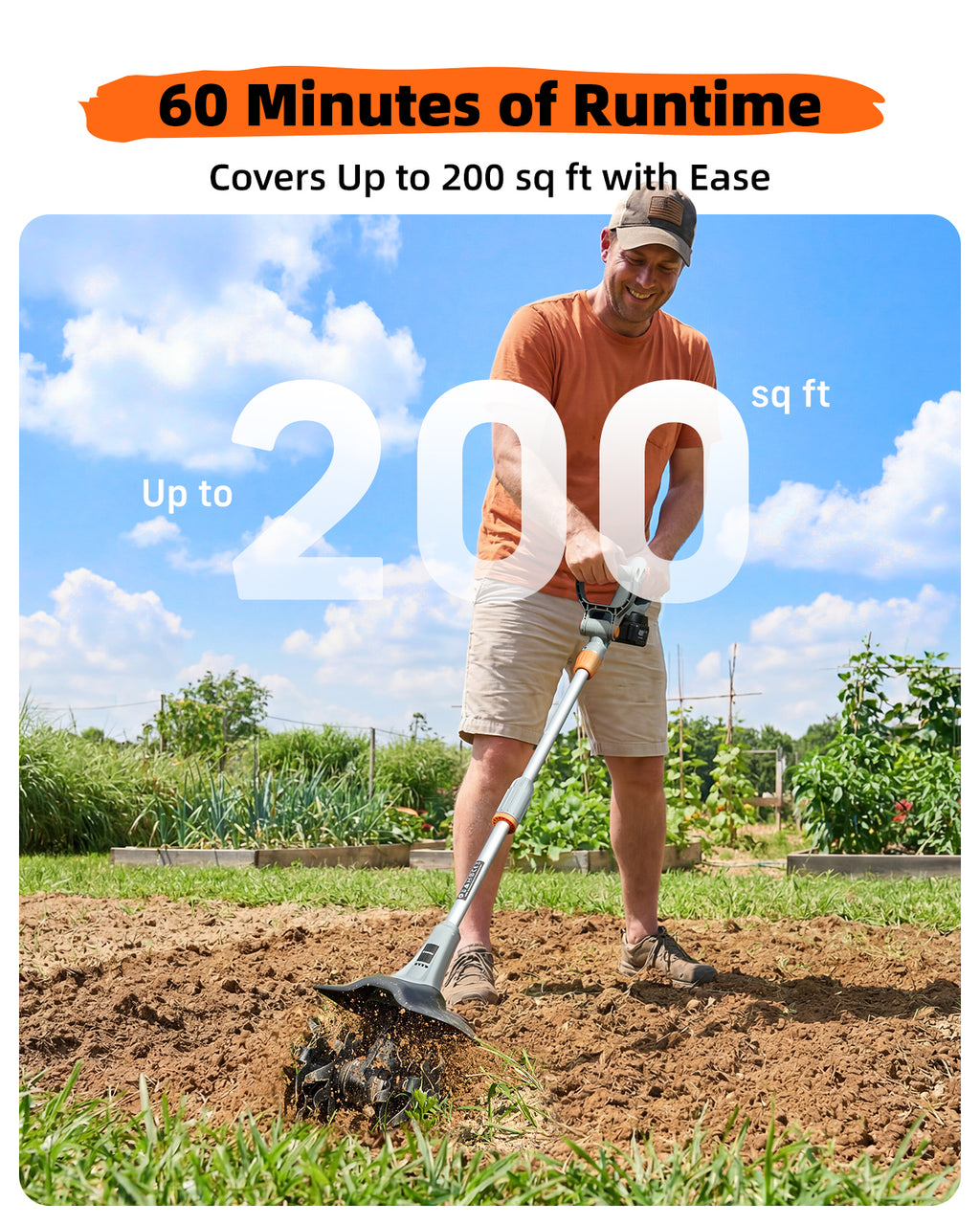Cordless Tiller Cultivator for Gardening, Battery Powered Garden Rototiller | 9 Inch Tilling Width&7 Inch Depth, 2*4.0Ah Battery, 48 Steel Tines, Electric Small Hand Tiller for Soil/Cultivating/Lawn/Land
