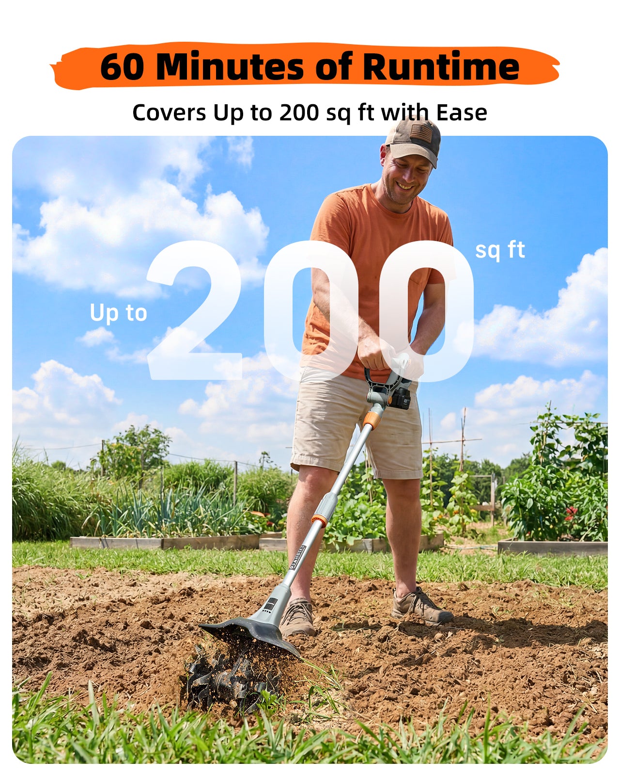 Cordless Tiller Cultivator for Gardening, Battery Powered Garden Rototiller | 9 Inch Tilling Width&7 Inch Depth, 2*4.0Ah Battery, 48 Steel Tines, Electric Small Hand Tiller for Soil/Cultivating/Lawn/Land