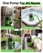 Taskstar 1 HP 4000GPH Automatic Submersible Water Pump for Swimming Pool | Built-in Float Switch, Auto/Manual Modes, 25FT Cord Sump Pump for Pool Draining, Flooded Basement, Hot Tub, Garden Pond