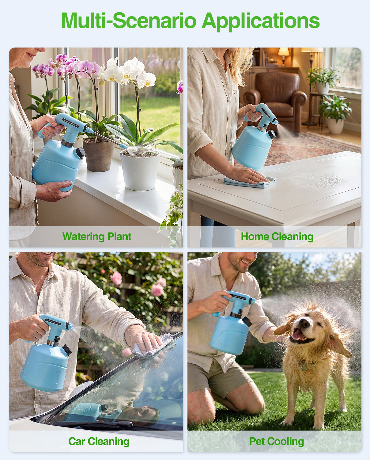 TaskStar Electric Spray Bottle 2L/0.5 Gallon, Rechargeable and Automatic Mister Spray Bottle for Plants