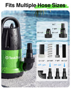 Taskstar 1 HP 4000GPH Automatic Submersible Water Pump for Swimming Pool | Built-in Float Switch, Auto/Manual Modes, 25FT Cord Sump Pump for Pool Draining, Flooded Basement, Hot Tub, Garden Pond