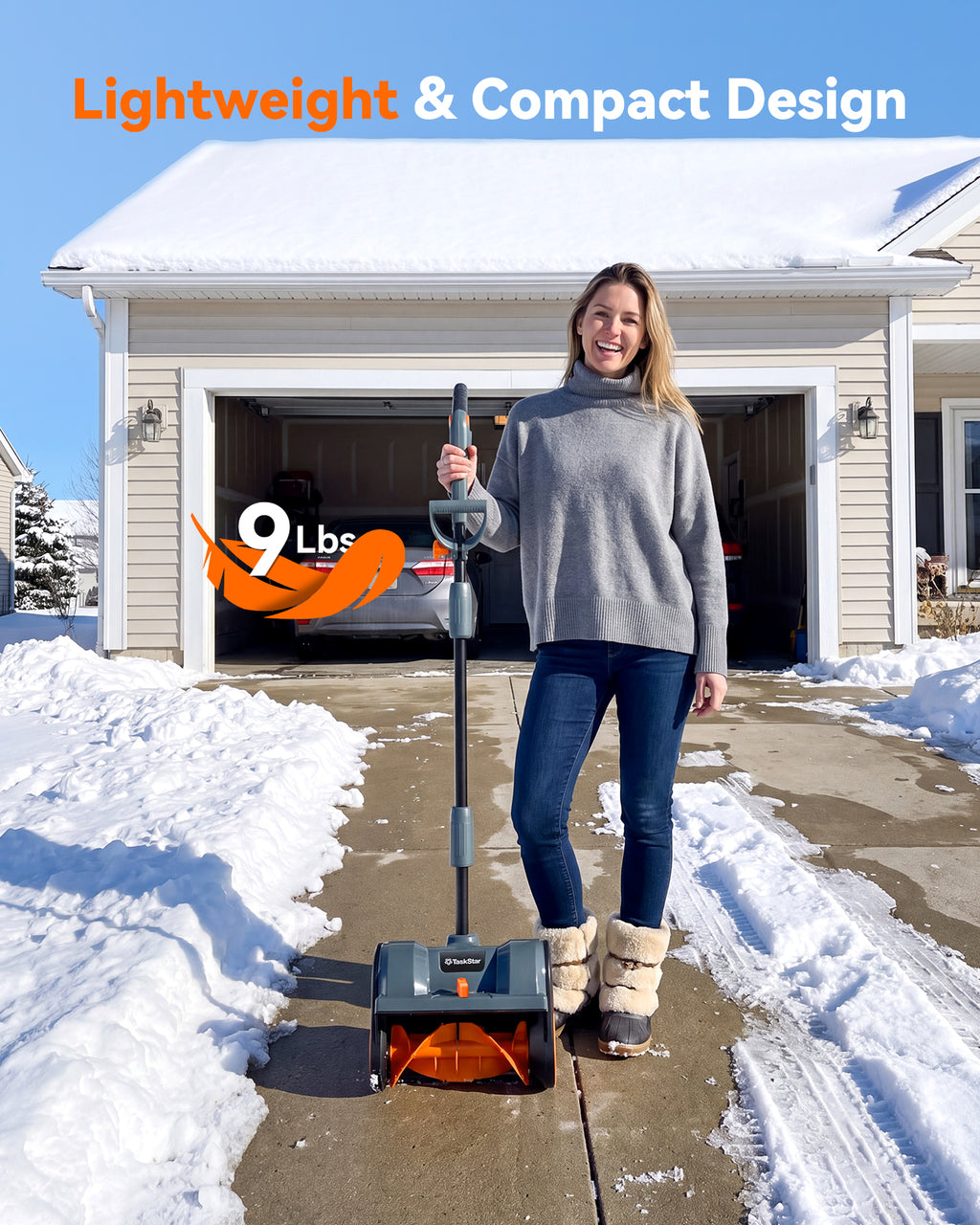 20V Cordless Snow Shovel, Electric Snow Blower with 2×4.0Ah Batteries, 12-Inch Snow Removal Machine, 16.5Ft Throw Distance, Adjustable Plate & Handle for Driveway, Step, Patio, Sidewalk