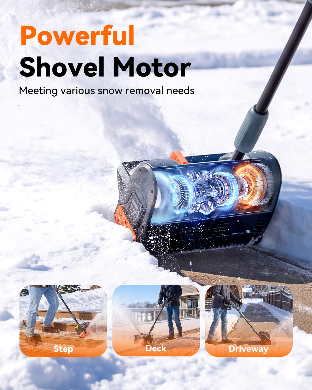 20V Cordless Snow Shovel, Electric Snow Blower with 2×4.0Ah Batteries, 12-Inch Snow Removal Machine, 16.5Ft Throw Distance, Adjustable Plate & Handle for Driveway, Step, Patio, Sidewalk