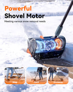 20V Cordless Snow Shovel, Electric Snow Blower with 2×4.0Ah Batteries, 12-Inch Snow Removal Machine, 16.5Ft Throw Distance, Adjustable Plate & Handle for Driveway, Step, Patio, Sidewalk