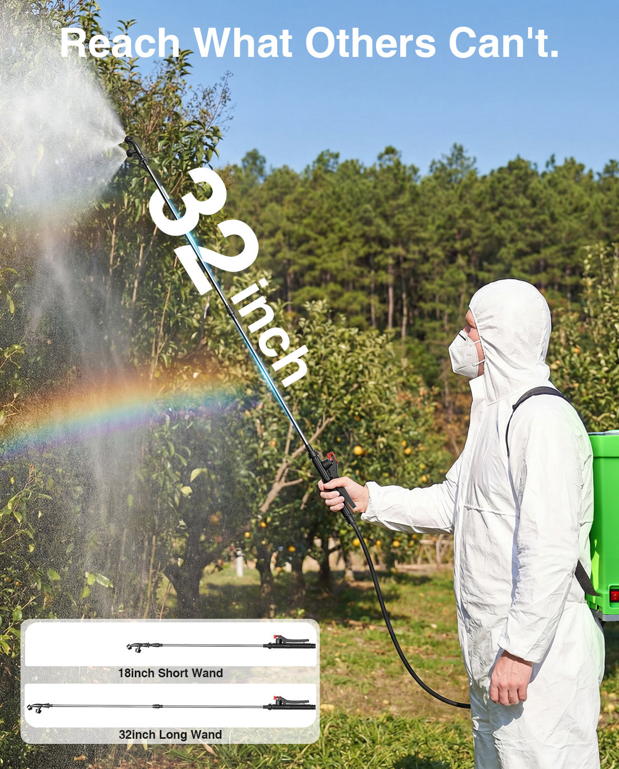Taskstar Battery Powered Backpack Sprayer 4 Gallon,2 X 2000mAh Batteries Electric Sprayer with 0-100 PSI Adjustable, 32" Wand, 6 Nozzles for Lawn Garden Weed Pest Control & Fertilizing