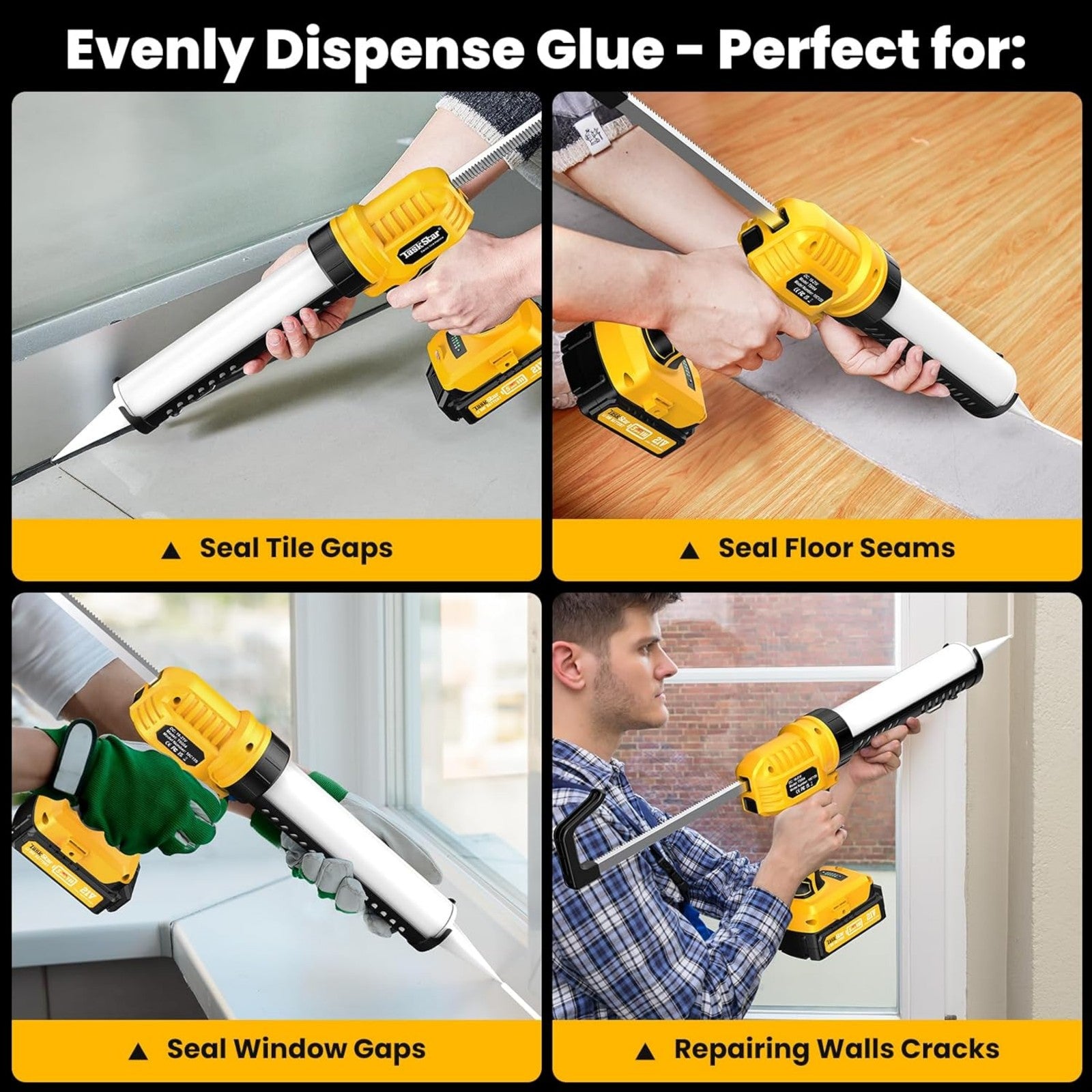 TaskStar 20V Cordless Caulking Gun, 5-Speed Dripless Kit (10oz, 2.0Ah)