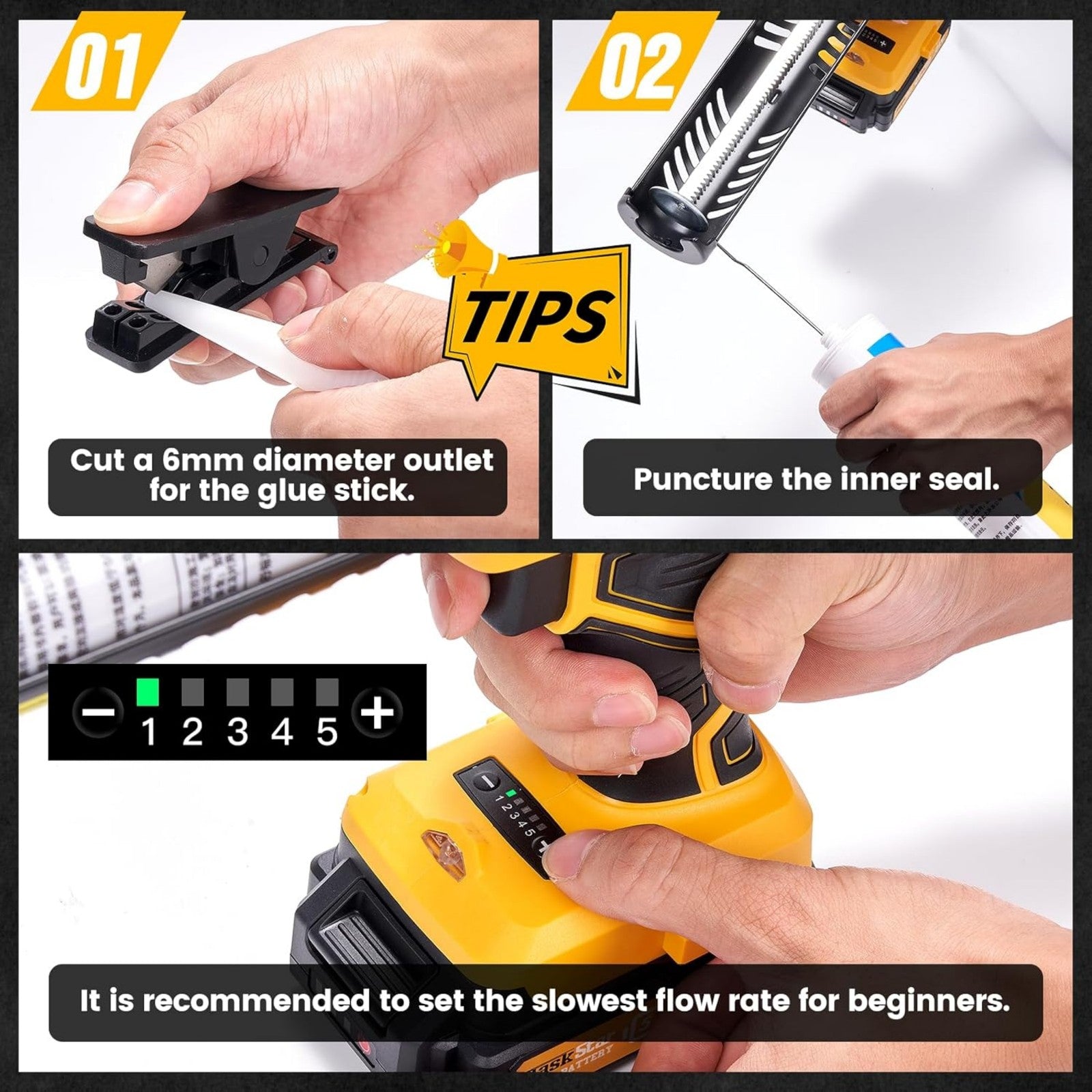 TaskStar 20V Cordless Caulking Gun, 5-Speed Dripless Kit (10oz, 2.0Ah)