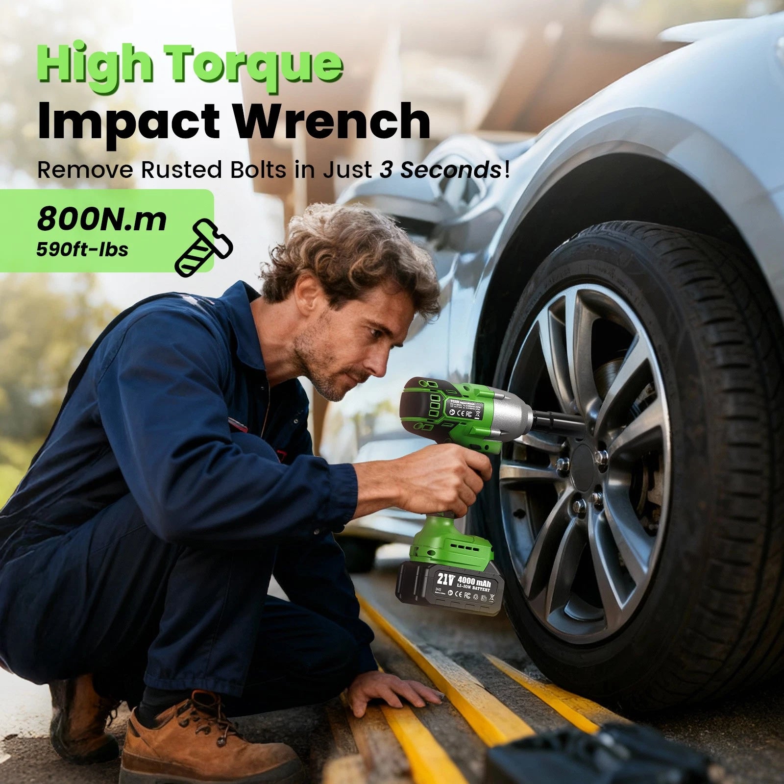 TaskStar 800Nm Cordless Electric Impact Wrench 1/2" 590 Ft-lbs Brushless