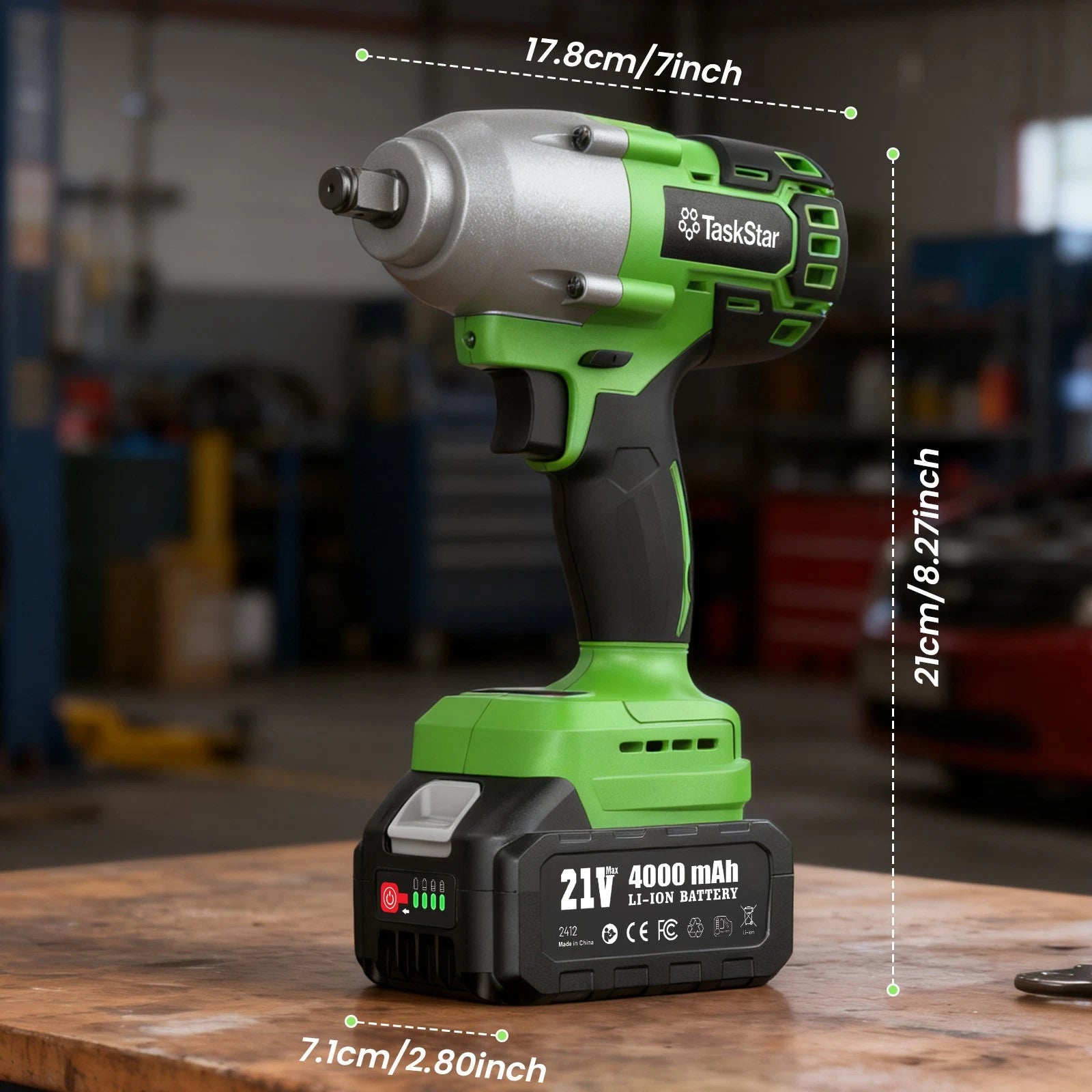 TaskStar 800Nm Cordless Electric Impact Wrench 1/2" 590 Ft-lbs Brushless