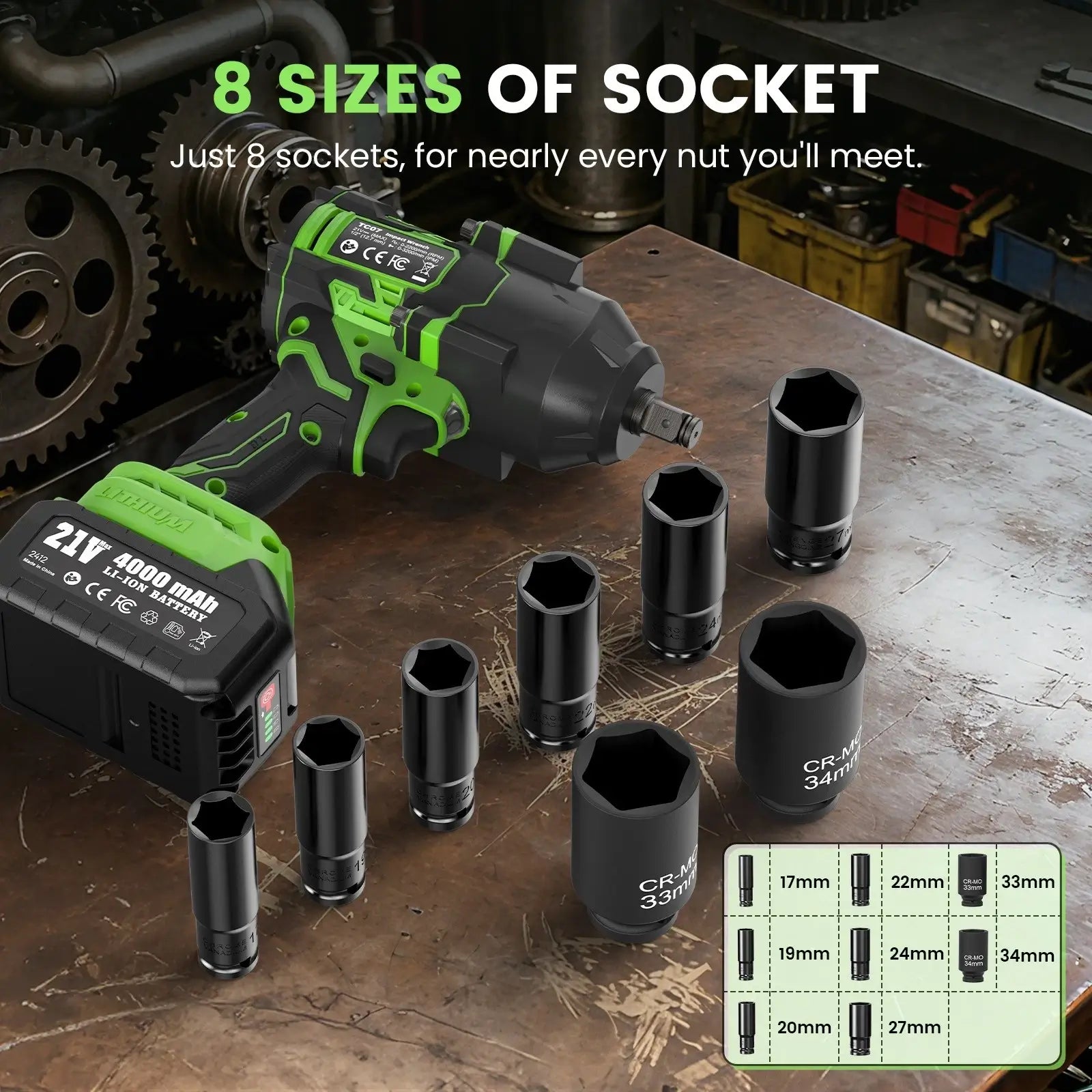 TaskStar Cordless Impact Wrench 1/2" 1600 N.m Brushless