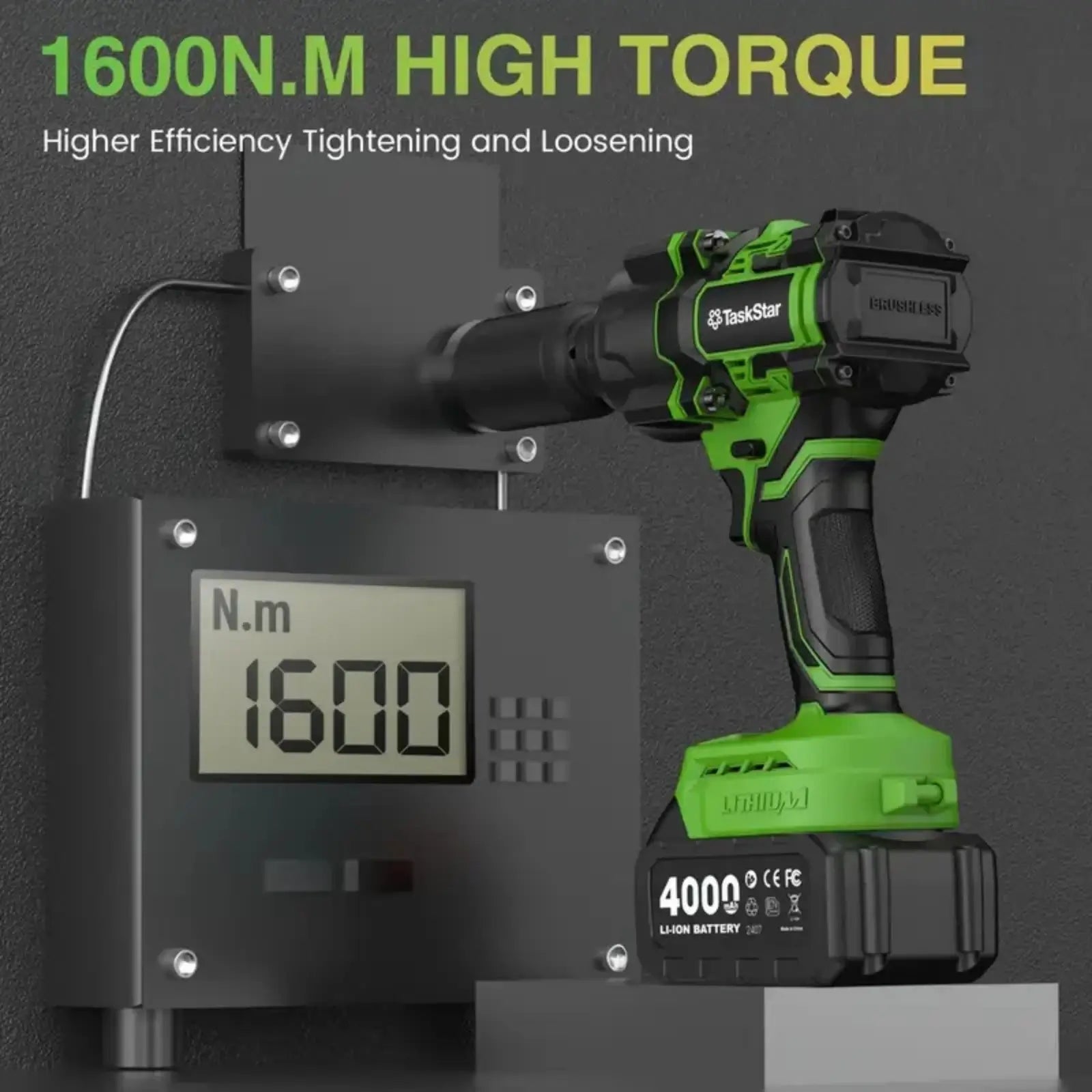 TaskStar Cordless Impact Wrench 1/2" 1600 N.m Brushless