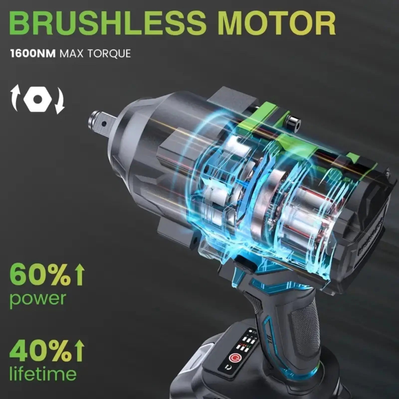 TaskStar Cordless Impact Wrench 1/2" 1600 N.m Brushless