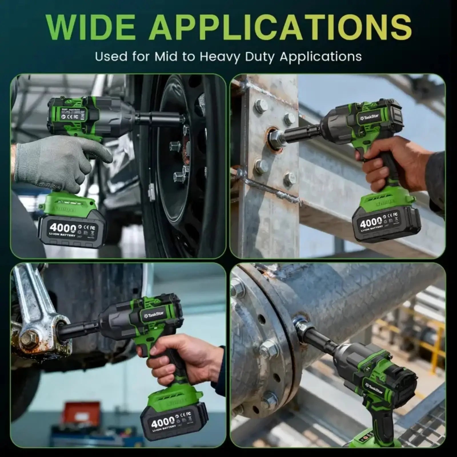 TaskStar Cordless Impact Wrench 1/2" 1600 N.m Brushless