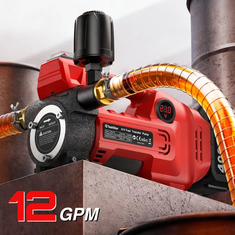 TaskStar 460W Fuel Transfer Pump 12GPM Cordless Electric Transfer Pump Kit