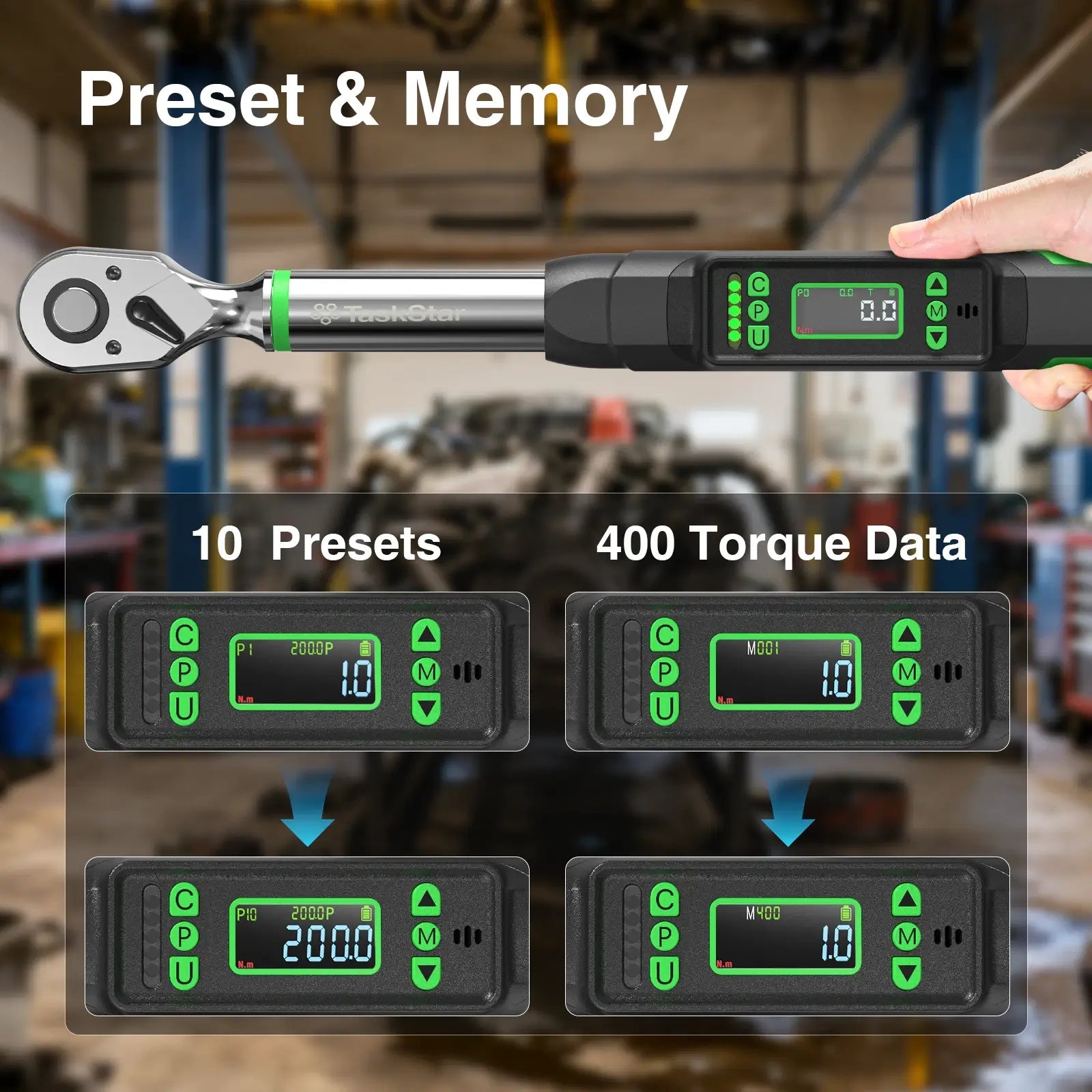 Taskstar Digital Torque Wrench 3/8 Drive 0–162 ft-lbs/ 0-220Nm