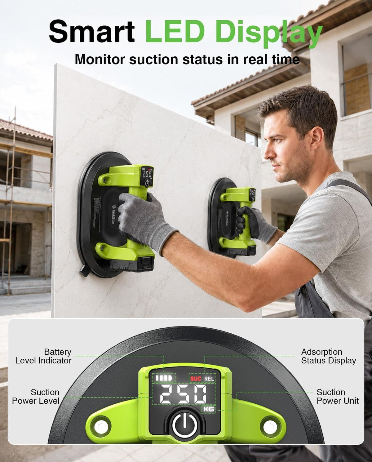 TaskStar 10" Electric Suction Cups for Glass