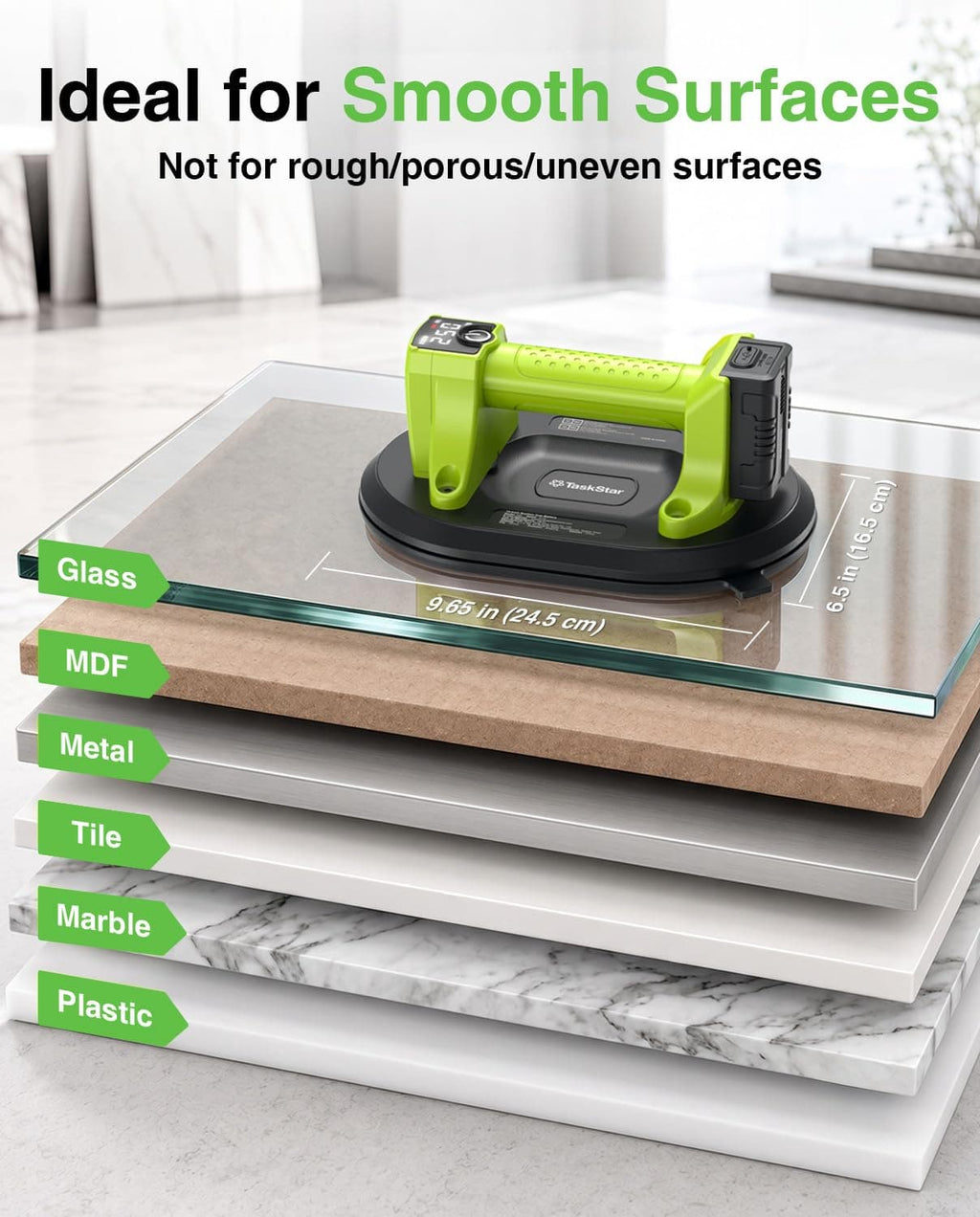 TaskStar 10" Electric Suction Cups for Glass