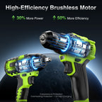 Taskstar Cordless Impact Wrench 1/2" 800NM + 3/8" Brushless Drill 80NM Kit