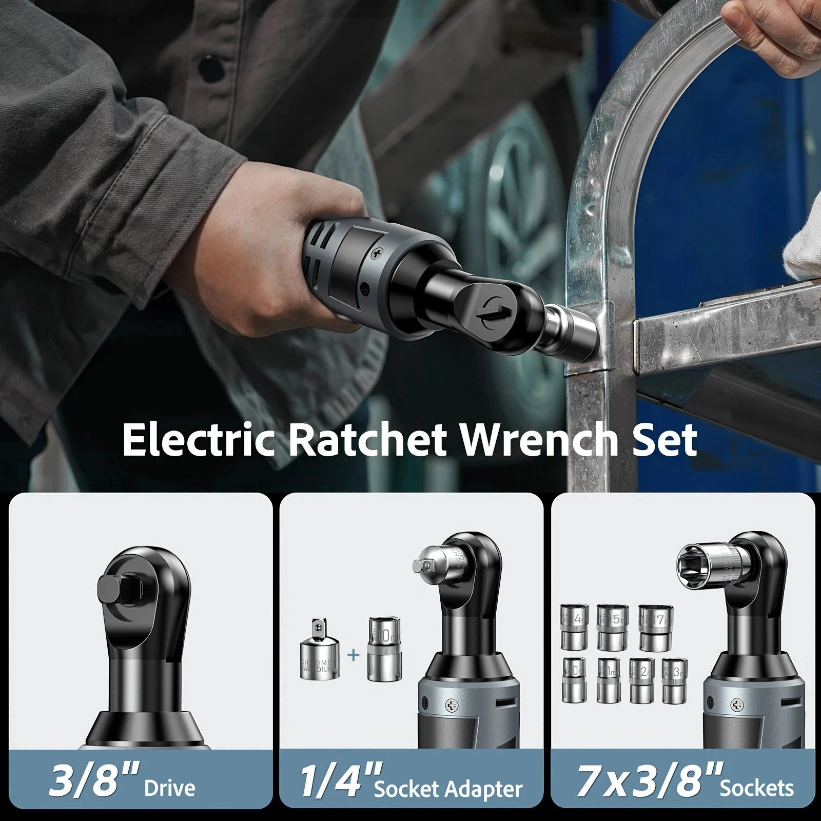 Taskstar 3/8 Ratchet 1/2 Cordless Impact Wrench Rechargable Battery Combo Kit