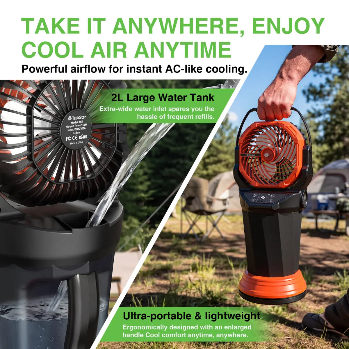 Portable Rechargeable Misting Fan with Remote Oscillating LED Lighting 33000mah