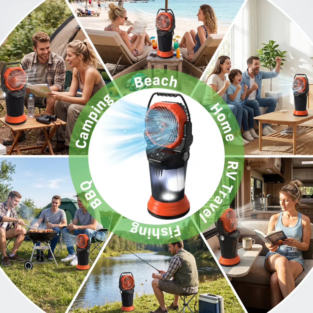 Portable Rechargeable Misting Fan with Remote Oscillating LED Lighting 33000mah