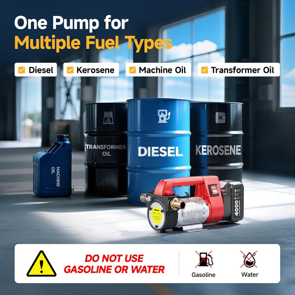 TaskStar 21V Cordless Fuel Transfer Pump, 12 GPM Kit (4.0Ah, Auto-Off)