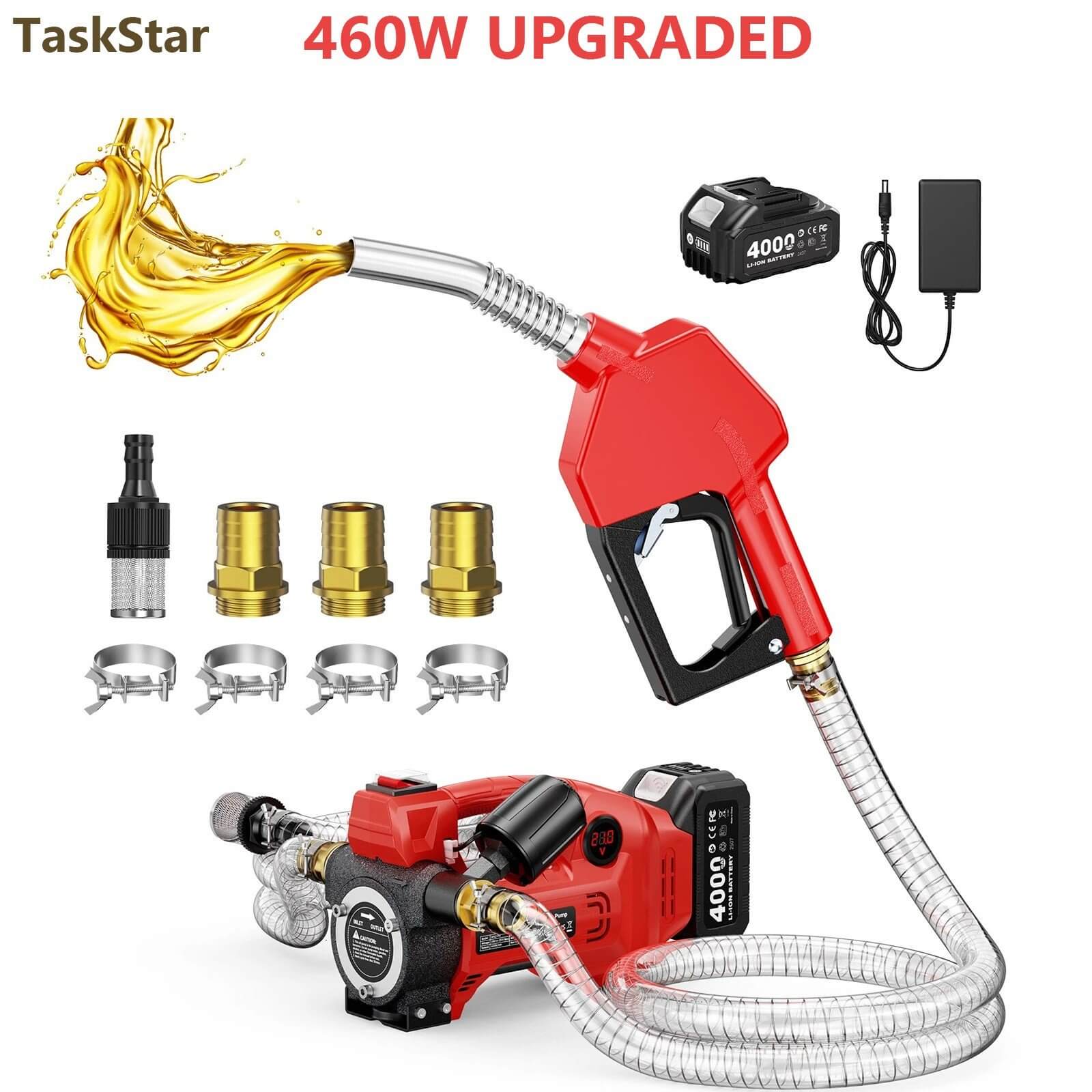 TaskStar 460W Cordless Fuel Transfer Pump 12GPM Battery Powered Diesel Pump with 4.0Ah Battery