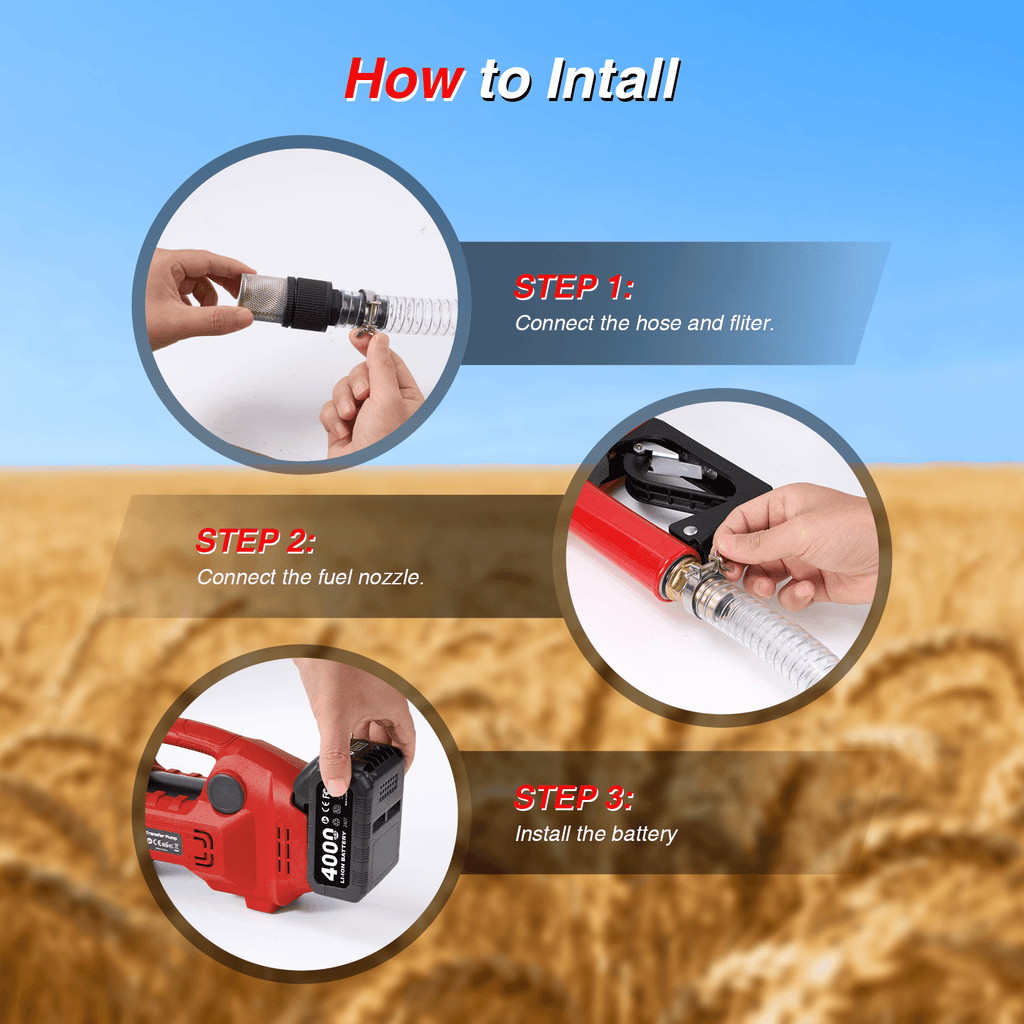 TaskStar 460W Cordless Fuel Transfer Pump 12GPM Battery Powered Diesel Pump with 4.0Ah Battery