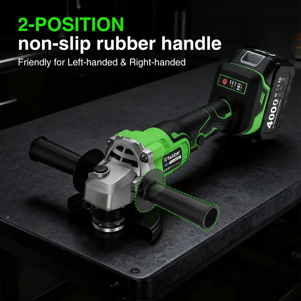 TaskStar 21V Cordless Angle Grinder, 2x4.0Ah Battery & Charger, 10000RPM Brushless Motor