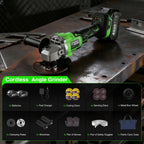 TaskStar 21V Cordless Angle Grinder, 2x4.0Ah Battery & Charger, 10000RPM Brushless Motor
