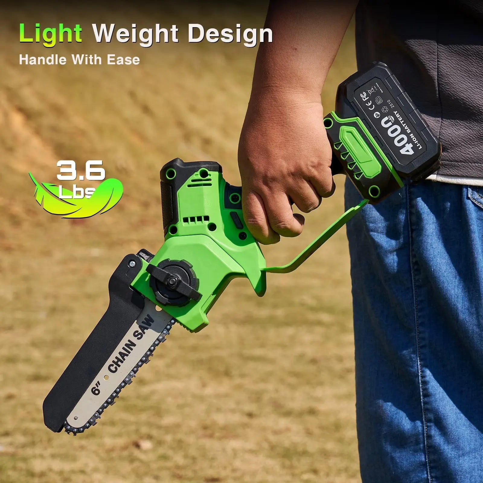 Taskstar 8 Inch & 6 Inch Cordless Electric Mini Chainsaw With 2*4.0Ah Batteries