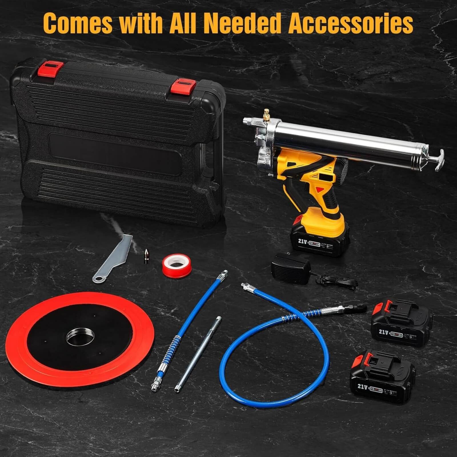 TaskStar 12000PSI Electric Grease Gun Battery Powered Cordless Grease Gun 2*4.0
